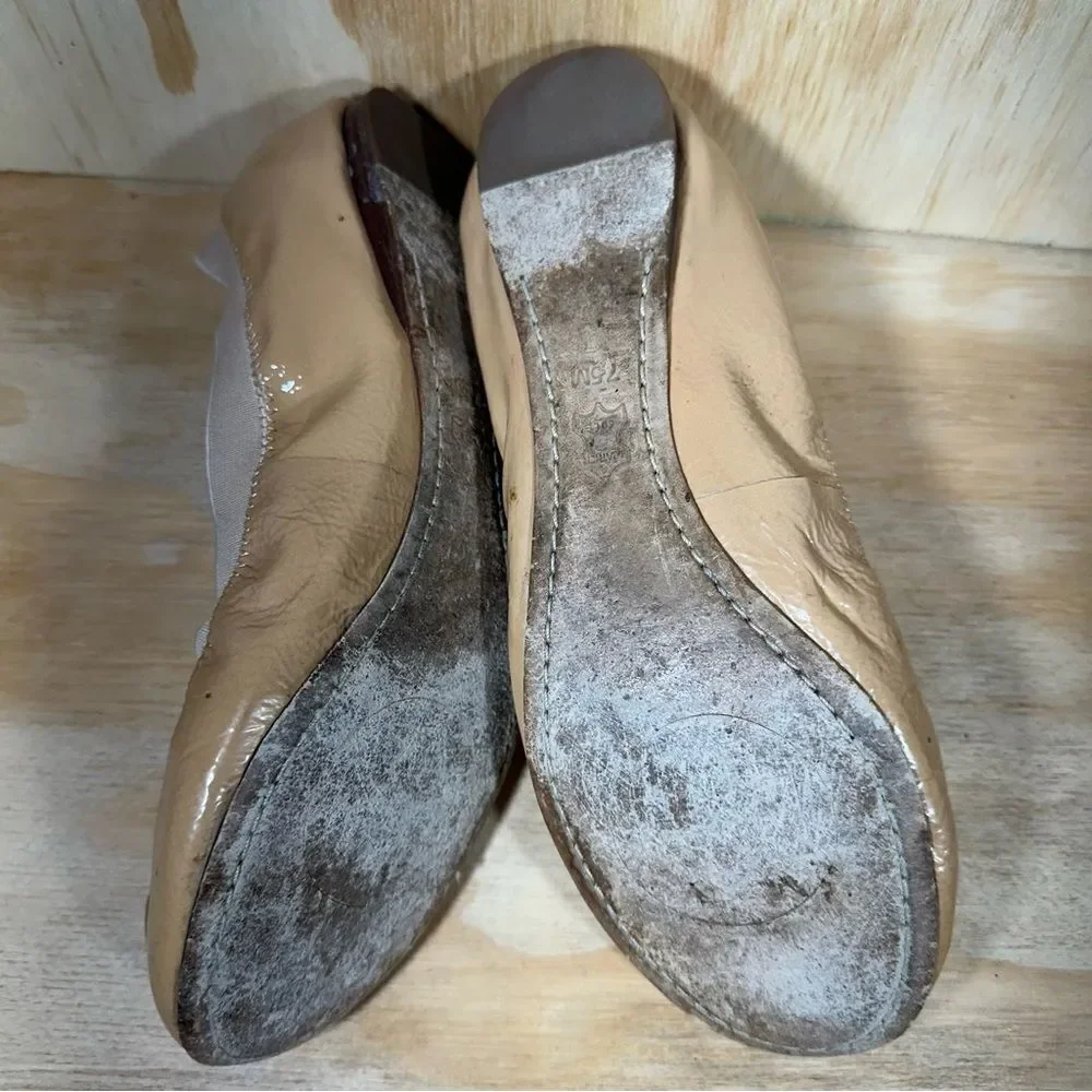Tory Burch Tan Leather Flats with Signature Medallion